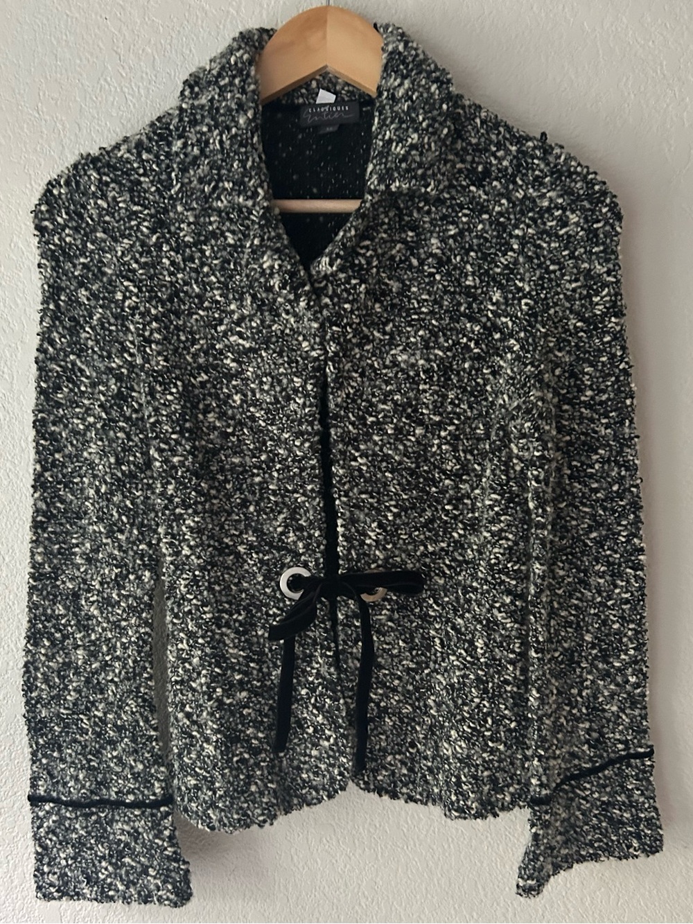 Classiques Entier Black & White Bouclé Tie-Front Jacket